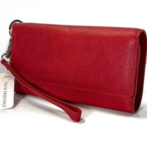 Charming Charlie Red Faux Leather Large Wristlet Wallet